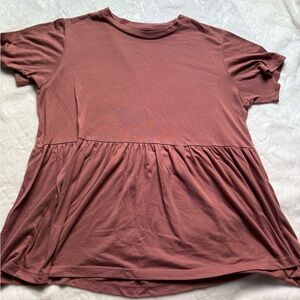 American Eagle Outfitters Pinky Mauve Peplum Short Sleeve T-Shirt
